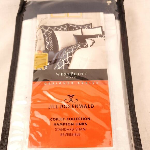 West Point Home Jill Rosewald Hampton Links Reversible Navy Cream Standard Sham - Picture 4 of 4